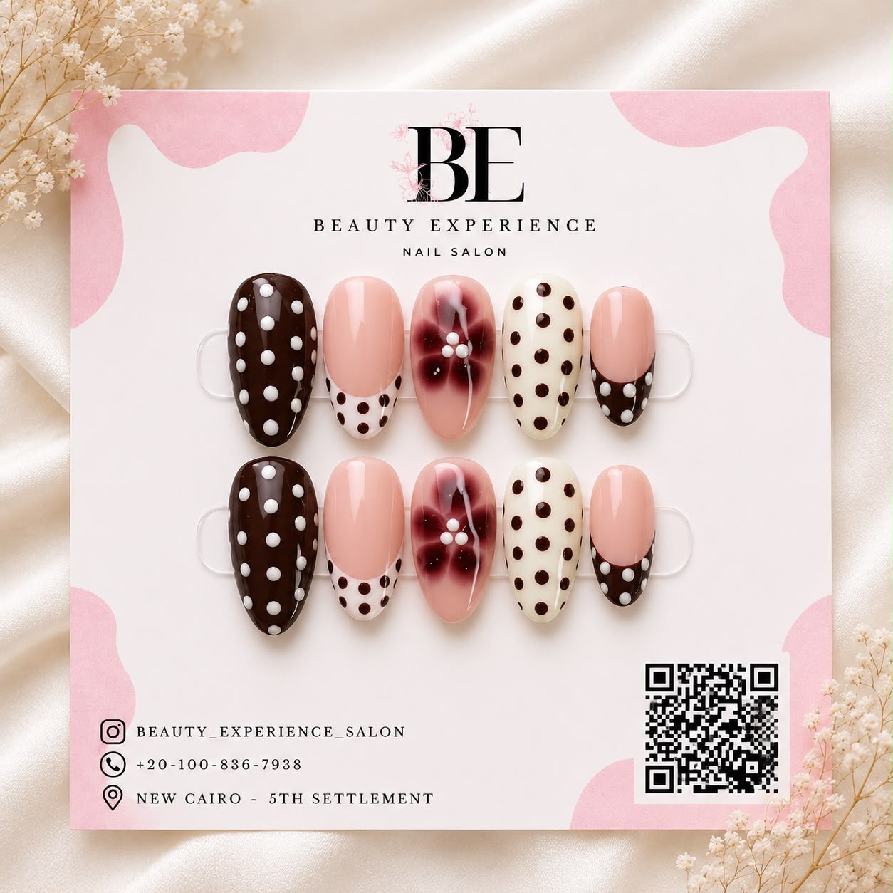 Polka Dots - 3D Flower Design - Press On Nails press-on nails