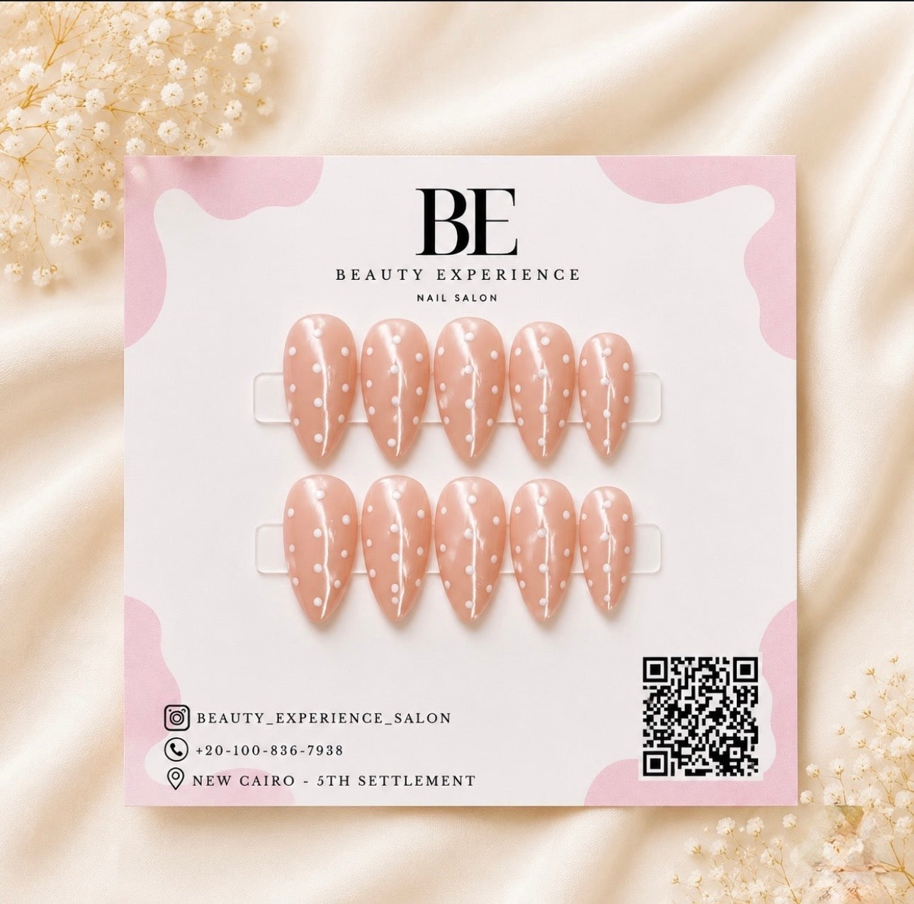 Nude Polka Dots press-on nails