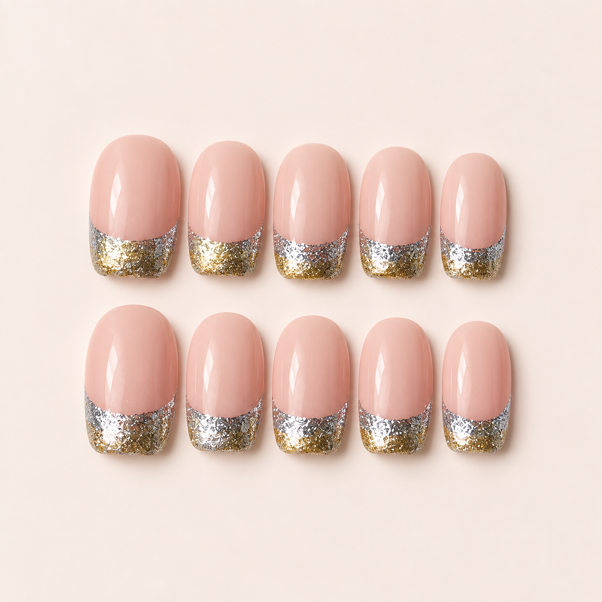 Silver and Gold French | Beauty Experience Egypt press-on nails