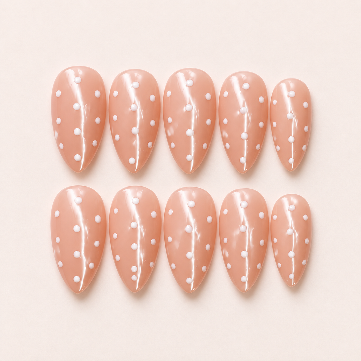 Nude Polka Dots | Beauty Experience Egypt press-on nails