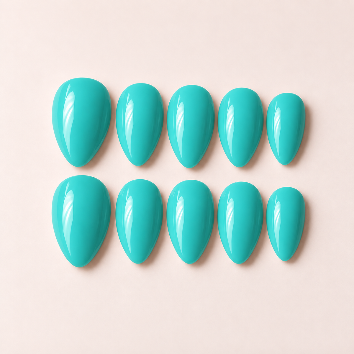 Turquoise Tide Solid Press-On Nails custom-sized set by Beauty Experience Egypt press-on nails