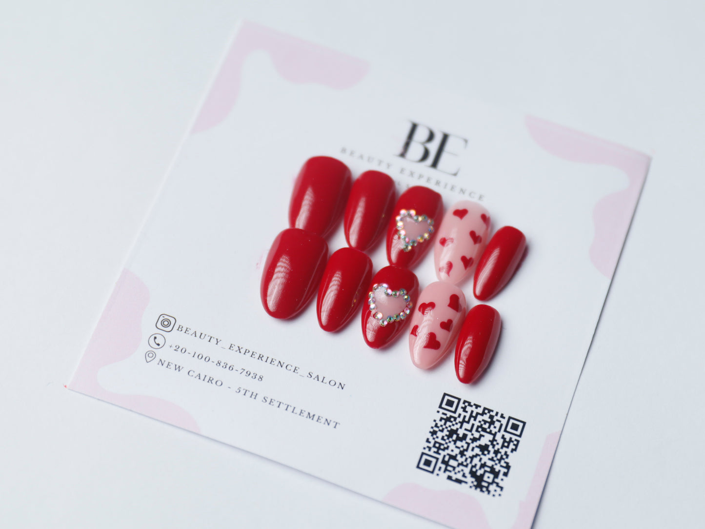Heart Strass Design Press on Nails