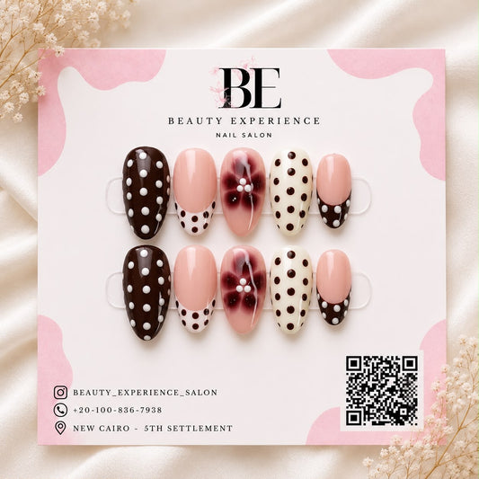 Polka Dots - 3D Flower Design - Press On Nails press-on nails