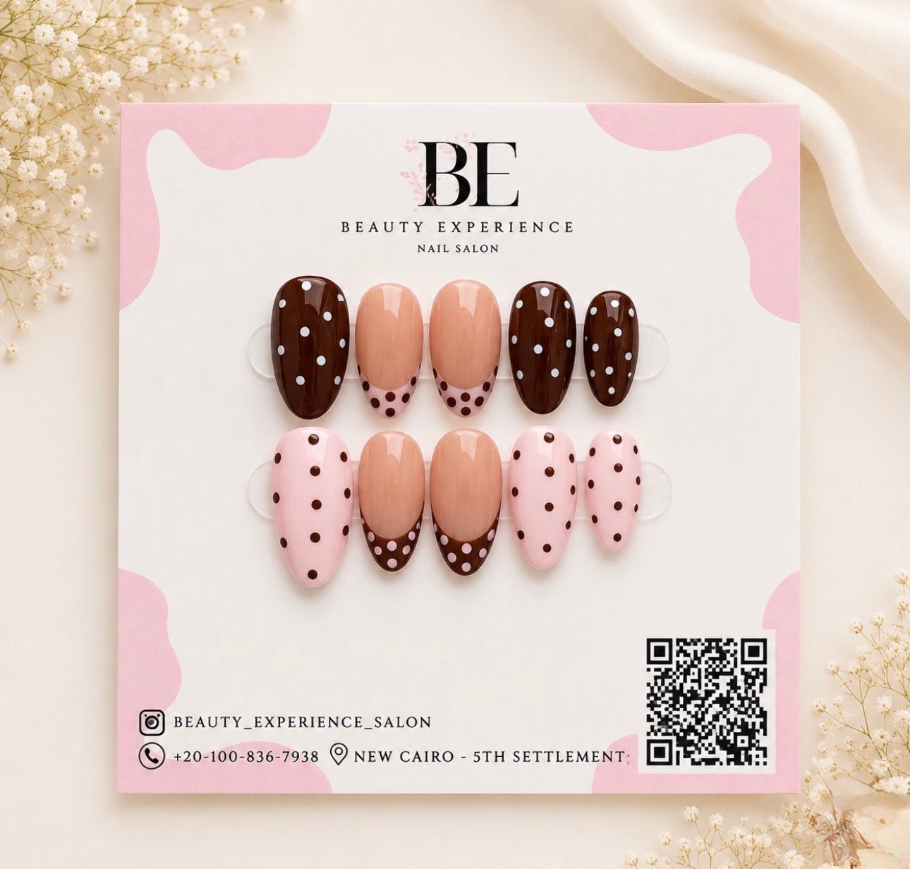 Chic Nude Polka Dots press-on nails