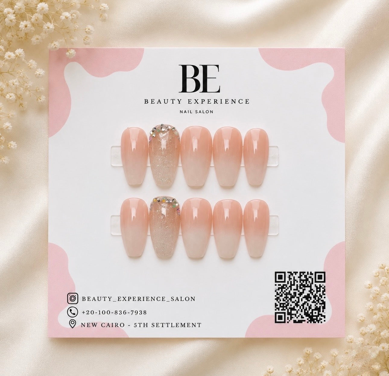 Ombre Nude Glittern press-on nails