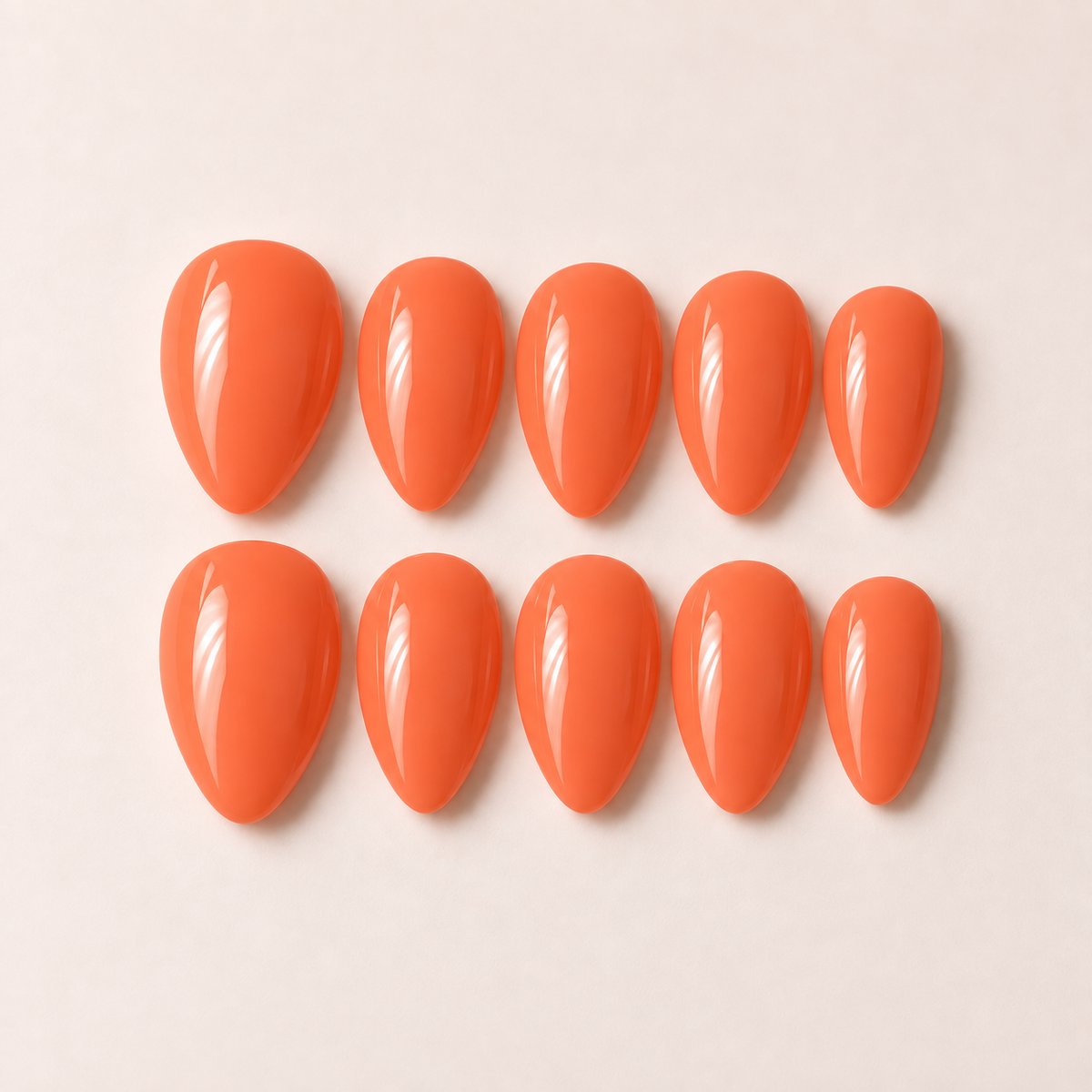 Coral Sunset Solid Press-On Nails custom-sized set by Beauty Experience Egypt press-on nails